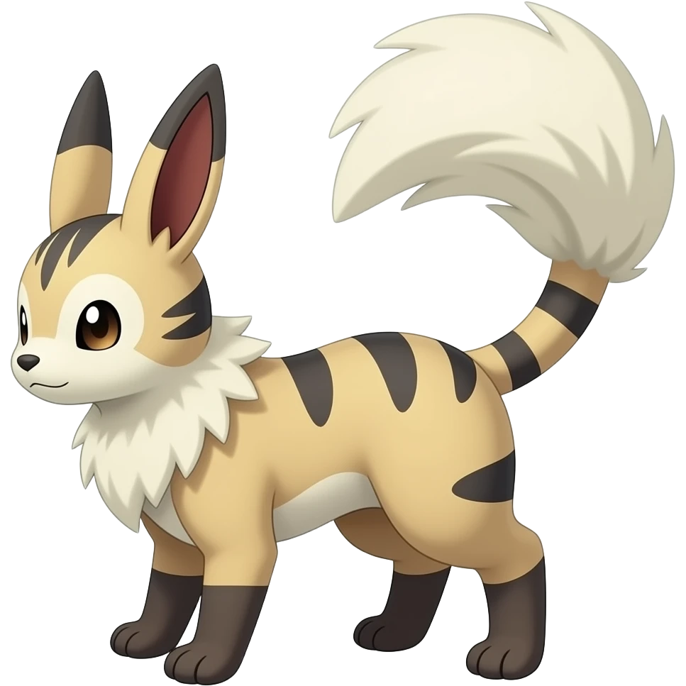 Minccino-Furret-Zeraora-Fakémon-fusion-animal-hybrid-creature, full body emoji