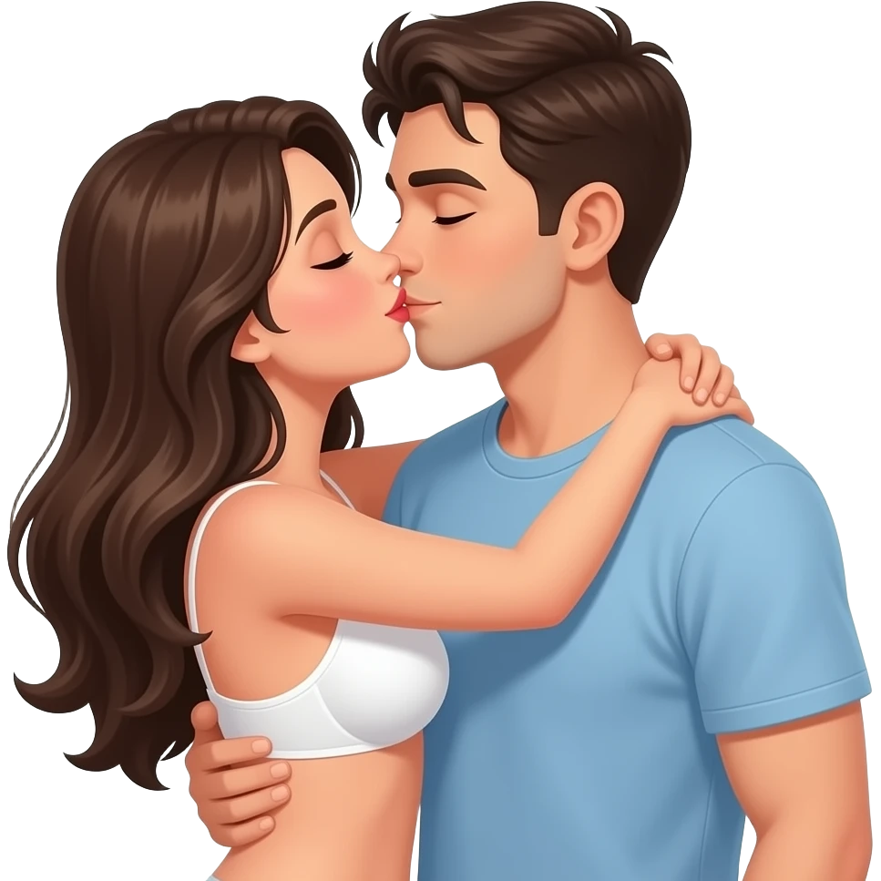 Sexy girl without bra a girl and boy are romance and kissing emoji