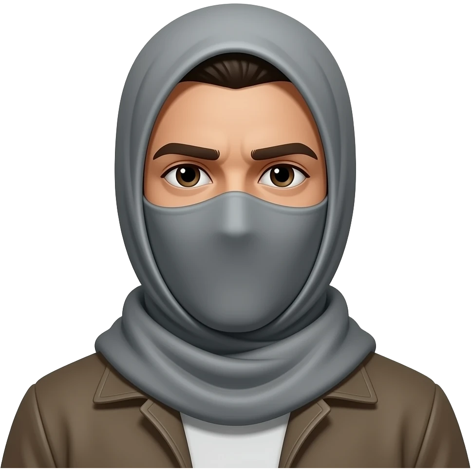 deserted man wearing face scarf emoji
