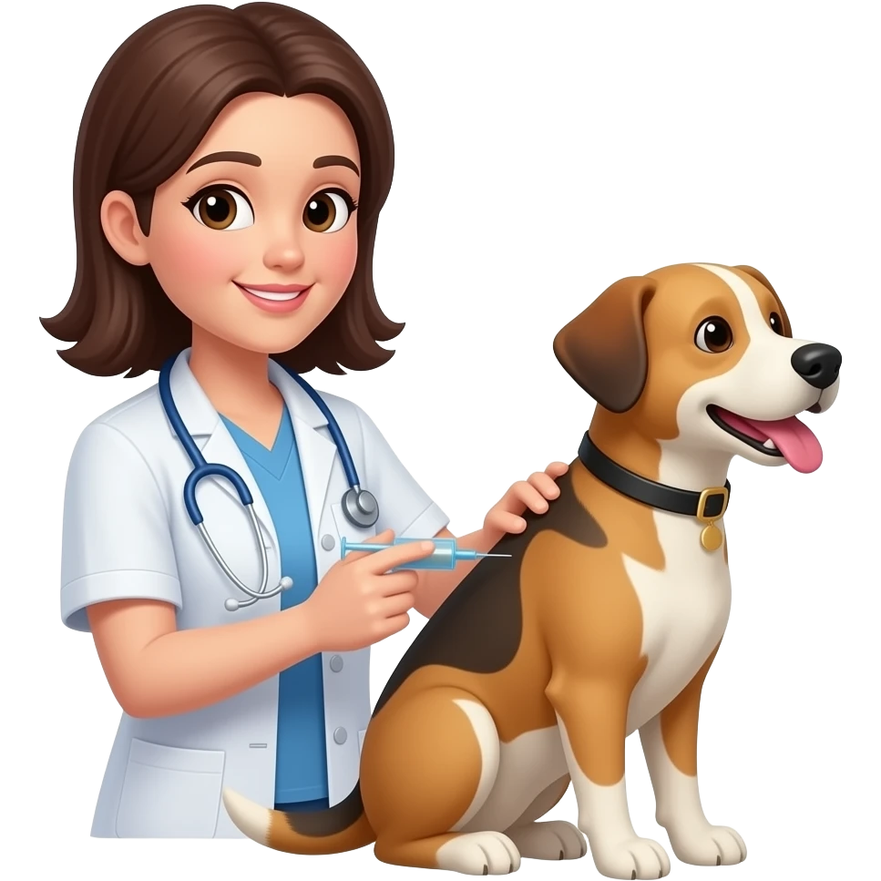 veterinaria mujer  vacunando a perro emoji