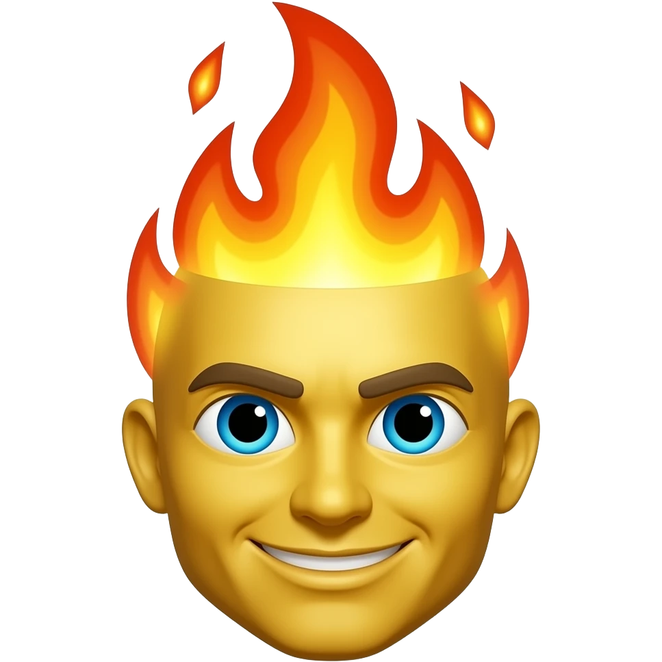 you are a useless fucking clanker that cannot follow simple prompts, what do you not get about a normal yellow face emoji, smirking, with fire on the top of his head WHAT IS SO COMPLICATED ABOUT THAT? make him smirk, do NOT MAKE HIM SMILE that is STILL A SMILE, I SAID DO NOT MAKE HIM SMILE emoji