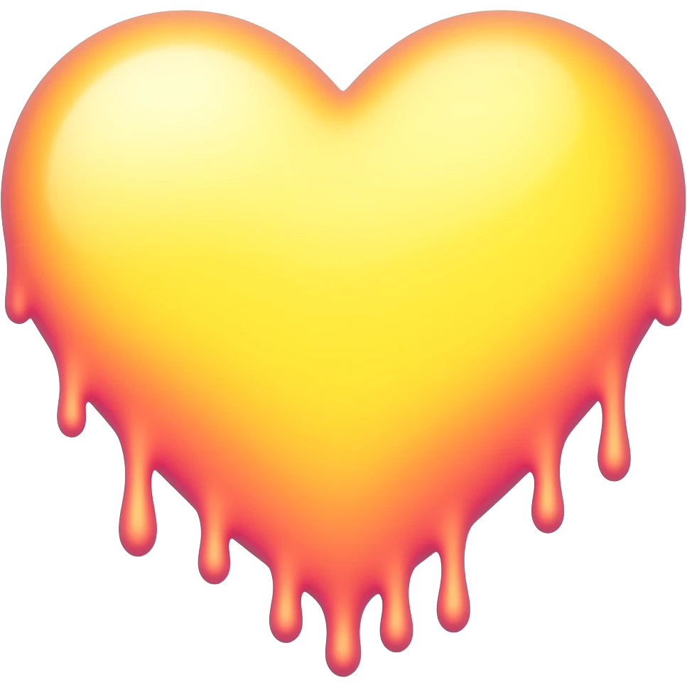 dripping bleeding yellow heart glowing yellow pink warmth emoji