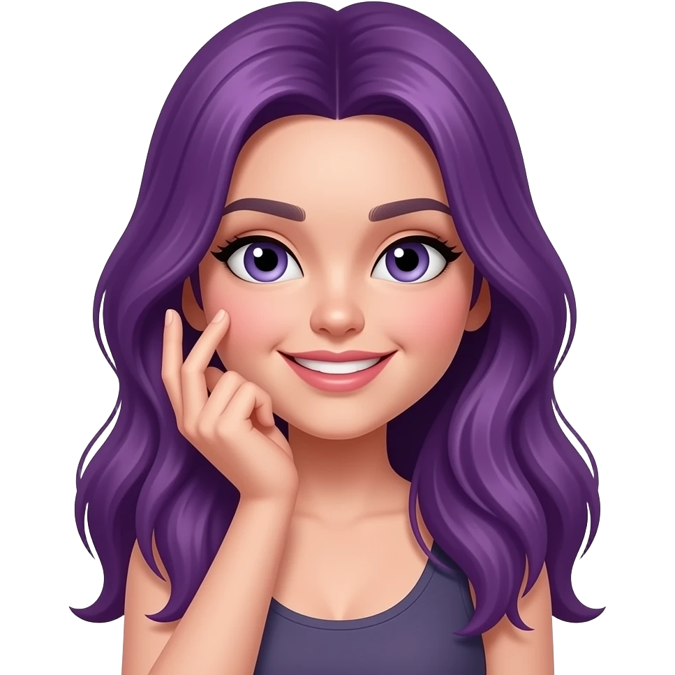 A YOUNG WOMAN WITH LONG PURPLE HAIR IS FLIRTING emoji