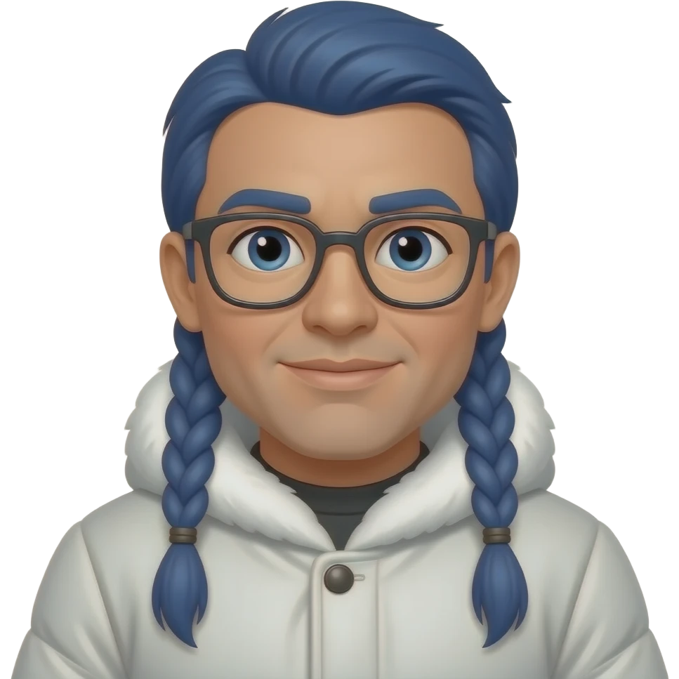 eskimo person with blue braided hair and glassess and eskimo coat emoji