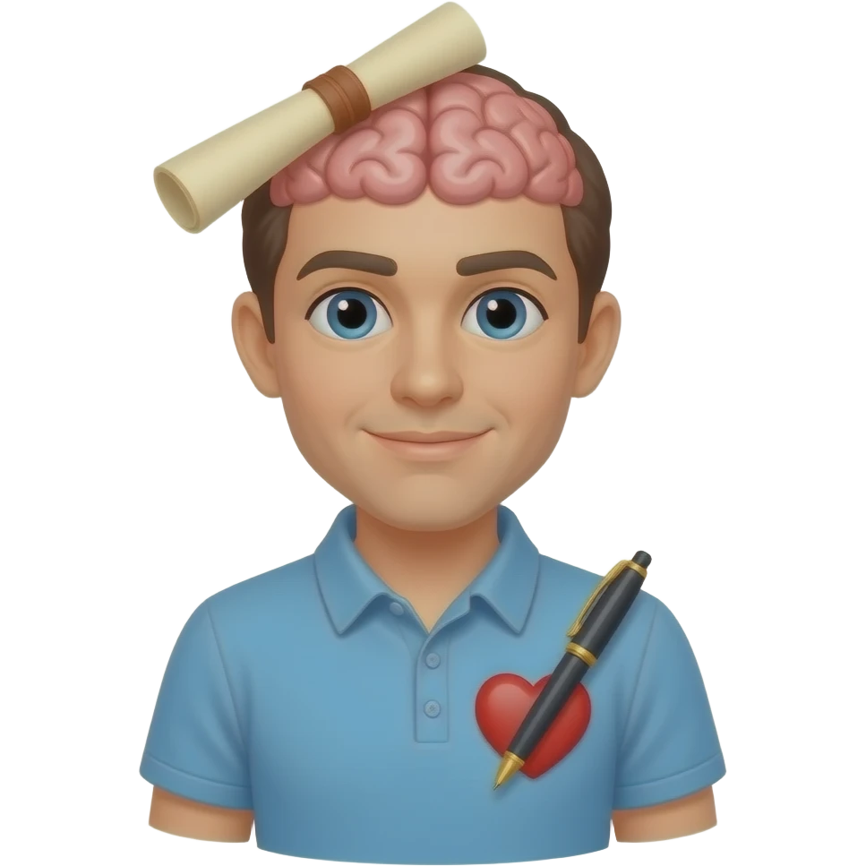 it will be a person and a scroll will be on their brain, and a pen will be on their heart emoji
