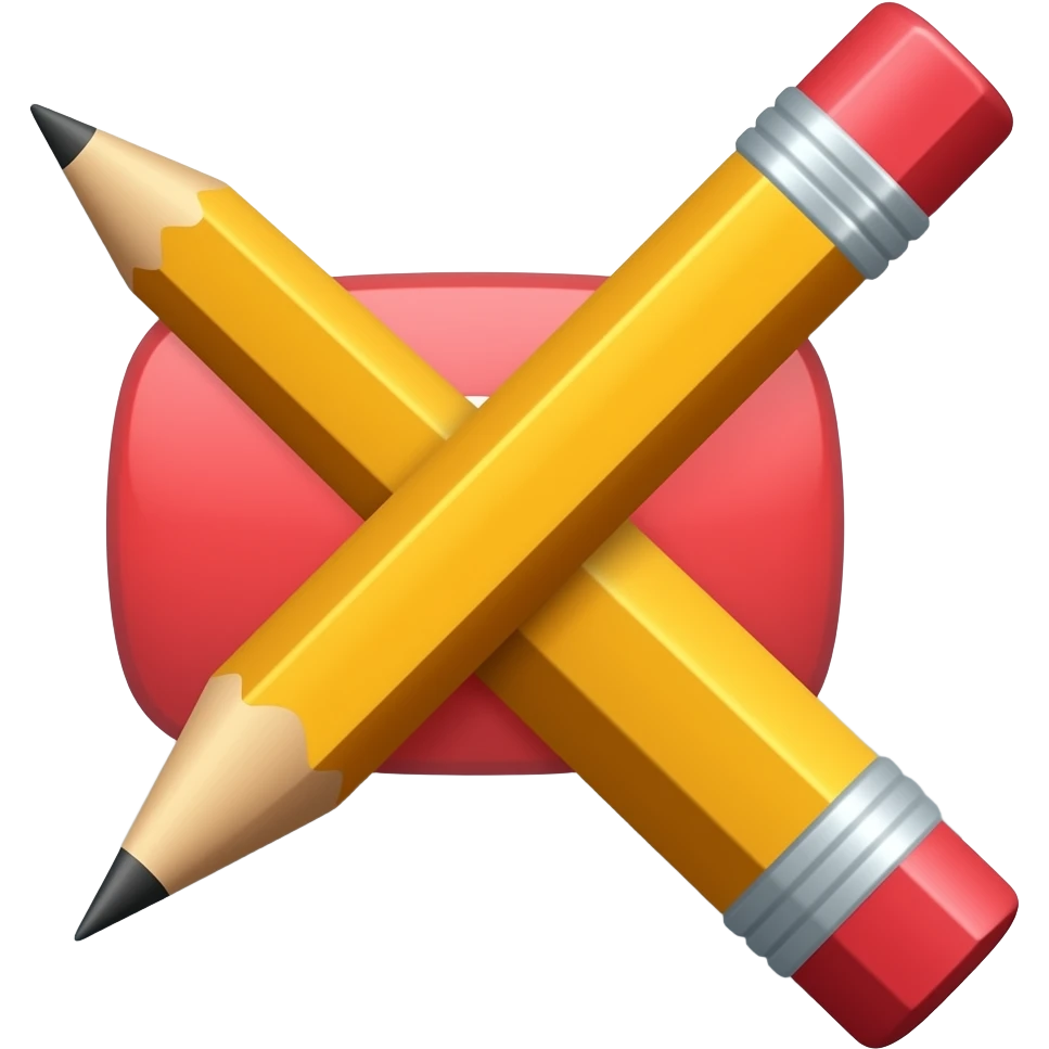 Icône de YouTube avec un crayon à papier qui le traverse emoji