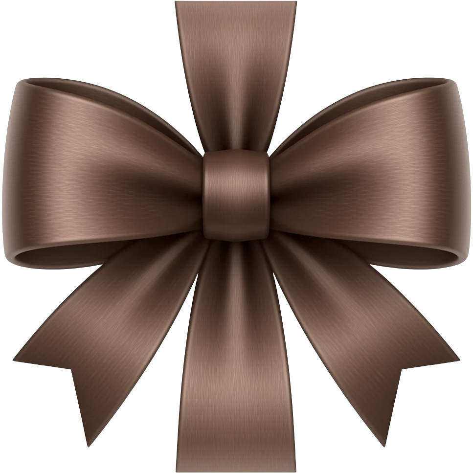 dark thin brown ribbon/bow emoji