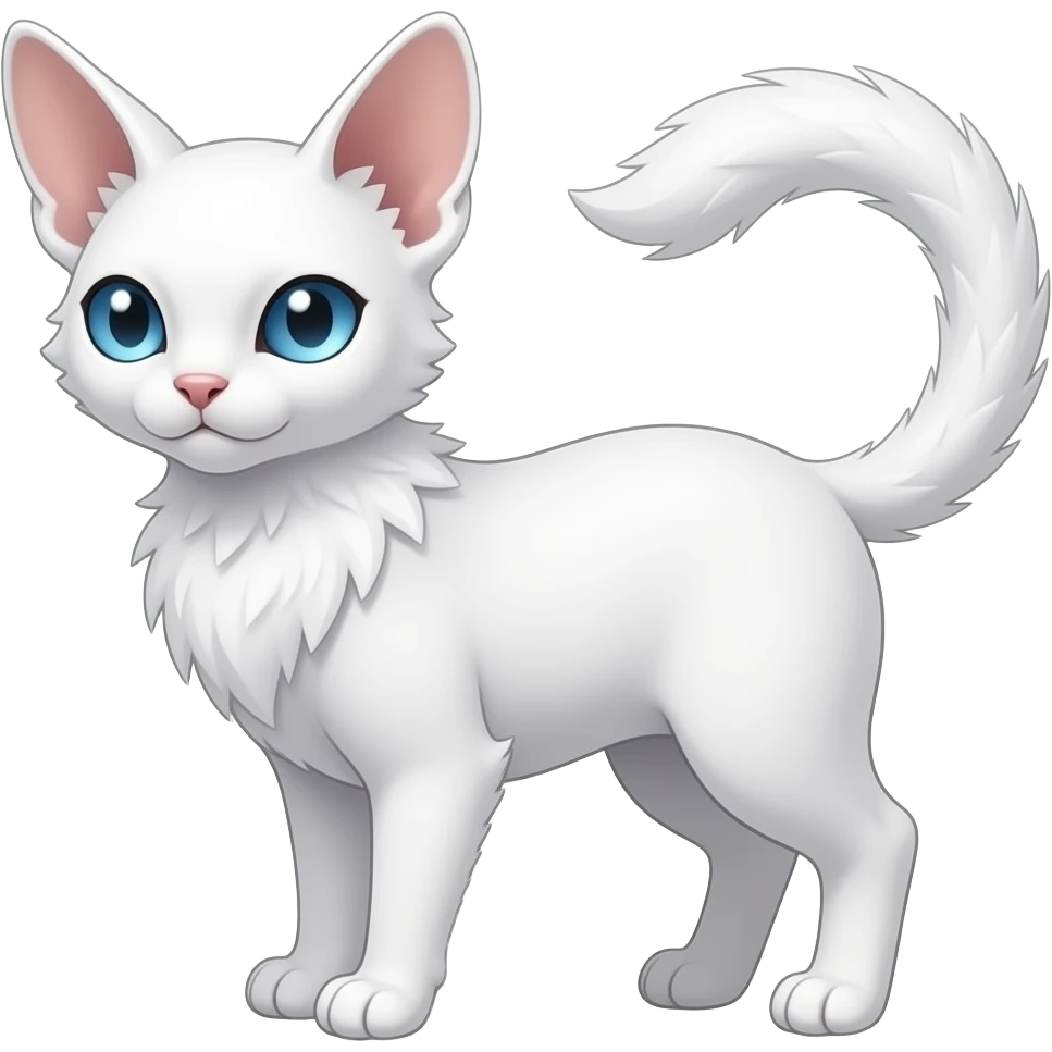 White tall thin feathery elegant litten-absol-Pygmy-Abyssinian-Gatomon-Oriental-albino-Fakemon-feline emoji