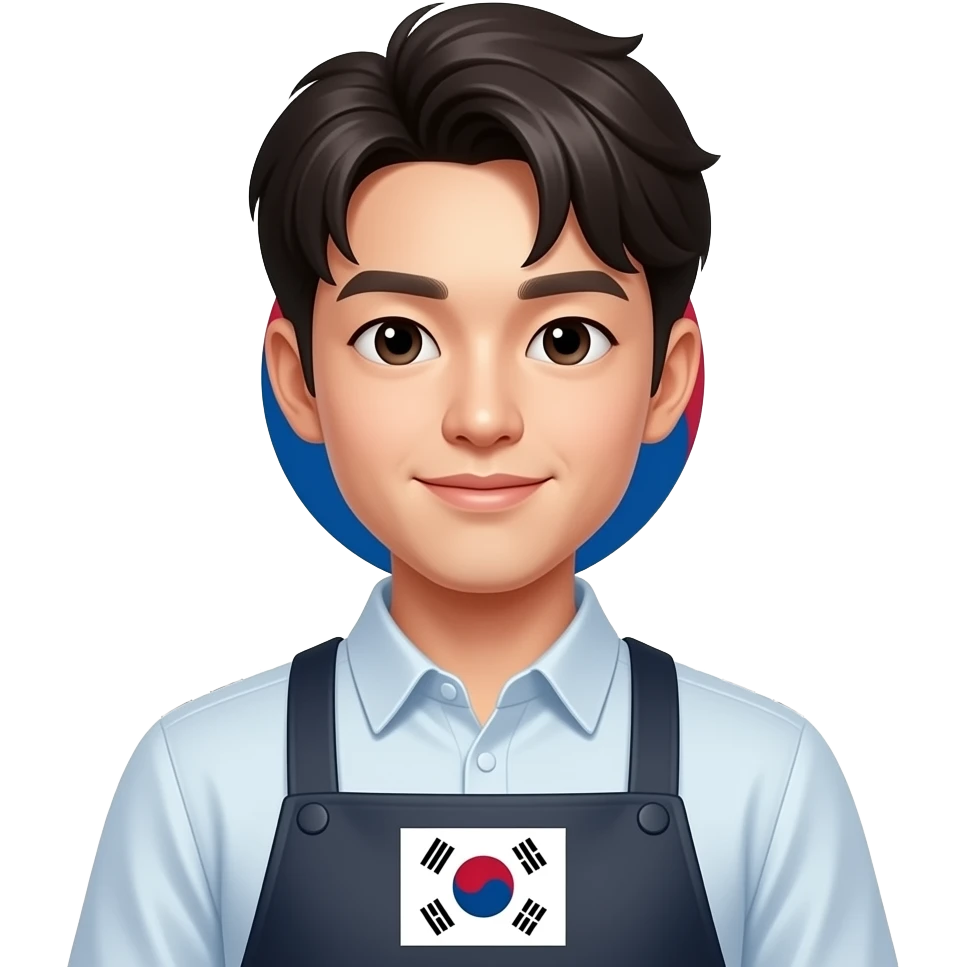 korean young man Barista + south korea flag emoji