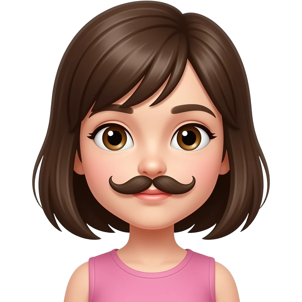 Smal Stylish girl with mustache emoji