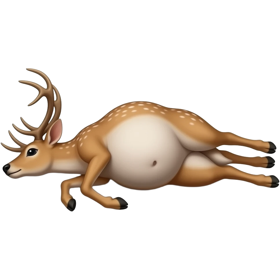 A female deer/doe is sprawling on her back unable to move,she got stuck by her own massive obese tummy,couldn’t even try defend her bellybutton from fingering tickling pokers,she is that Fat,She is too full for fun right now,that deer is going to pop. emoji