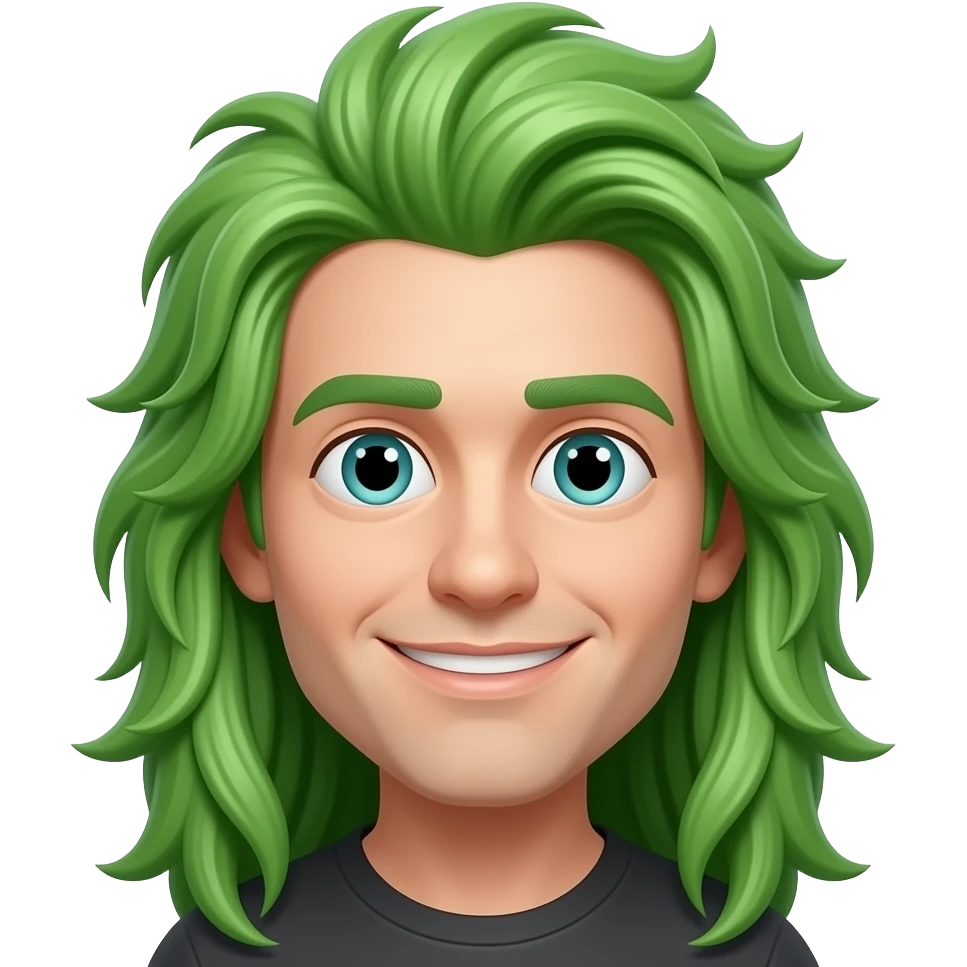 Funny face with long hair sticking up , that is green emoji