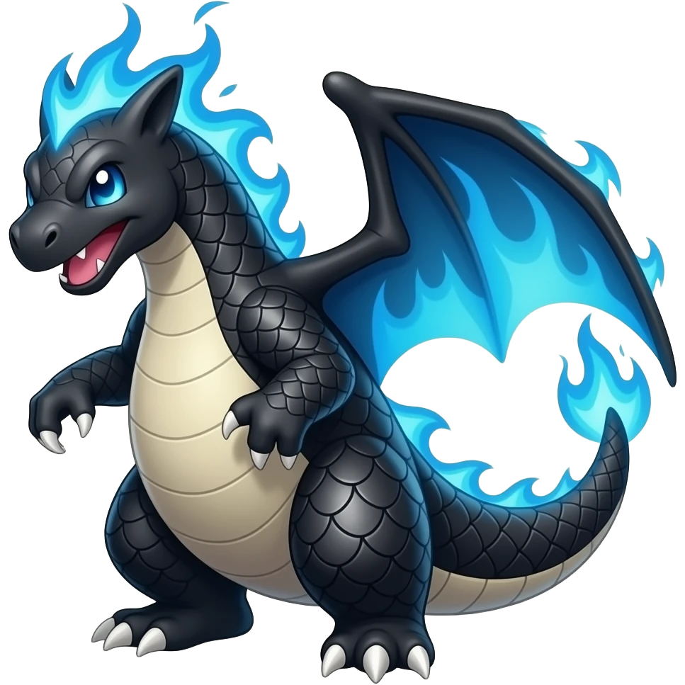 charizard negro con flama azul emoji