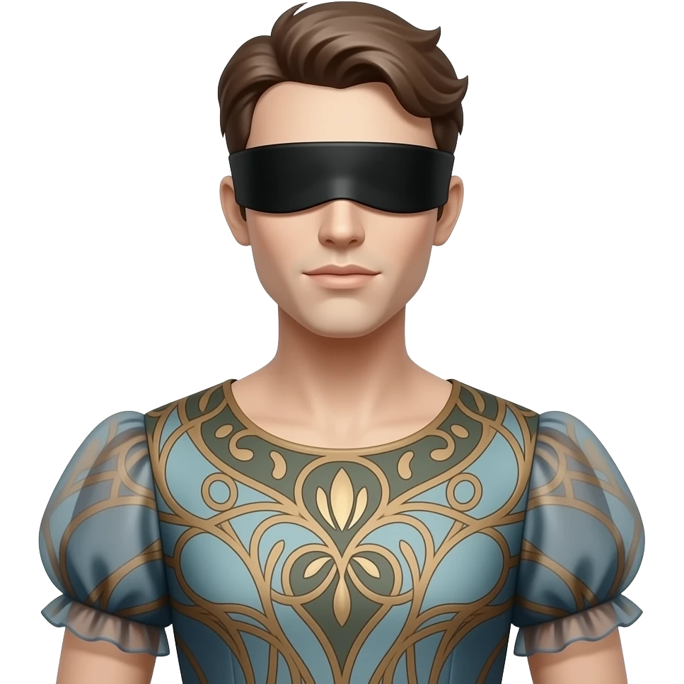 art nouveau dress guy mannequin blindfolded clothing doll emoji