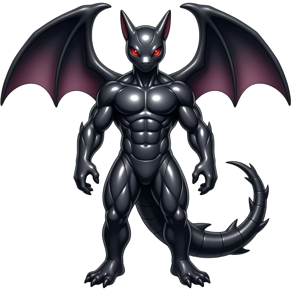 Shiny Dark Dusky Cool Hot Stylish Handsome Seviper-Salandit-Darkrai-Renamon-Zoroark-Genesect-Monster-Fakémon-fusion (full body) emoji