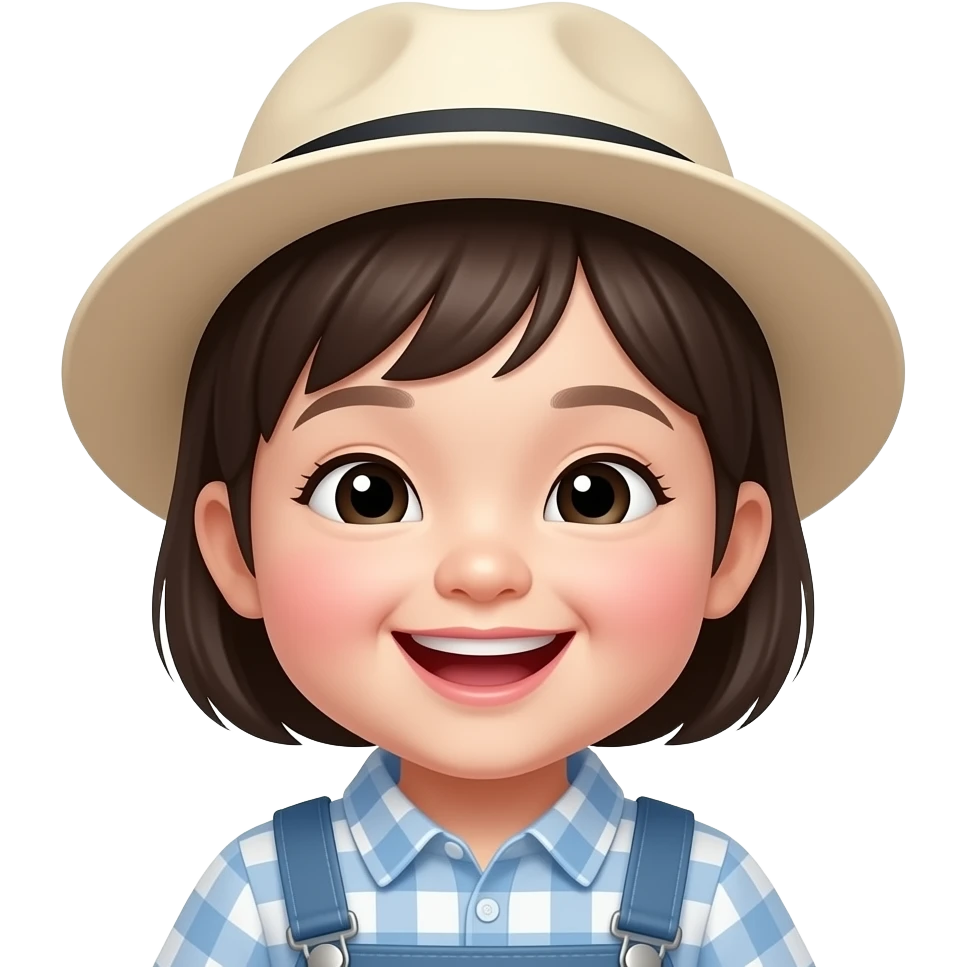 아기얼굴,웃음, 한국인, 앞머리 있는, 모자 emoji