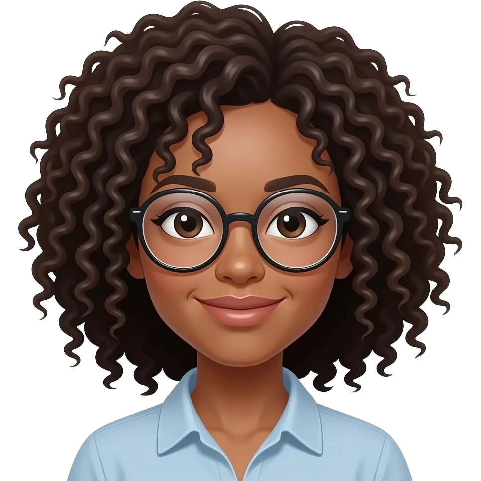 Lighter skin Curly afroWoman More curly hair round glasses emoji