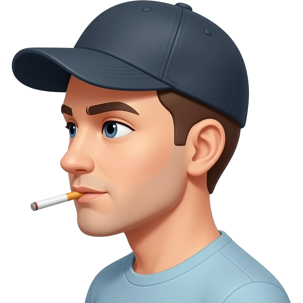Uno con cigarro una gorra de lado emoji