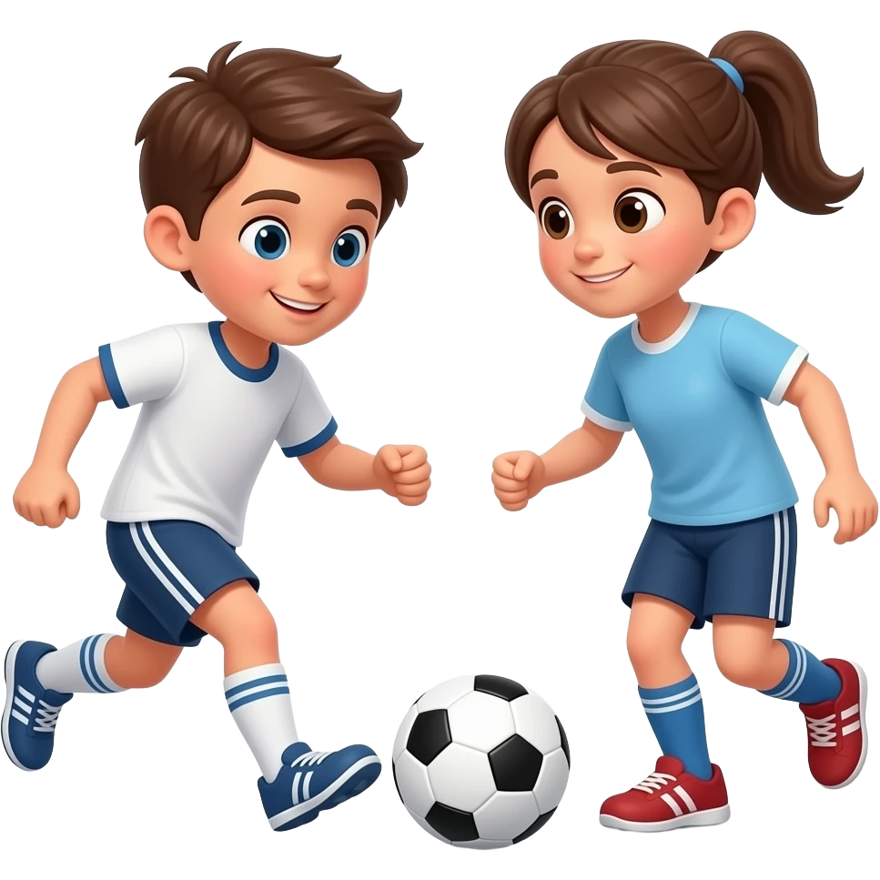 niños y niñas jugando futbol emoji