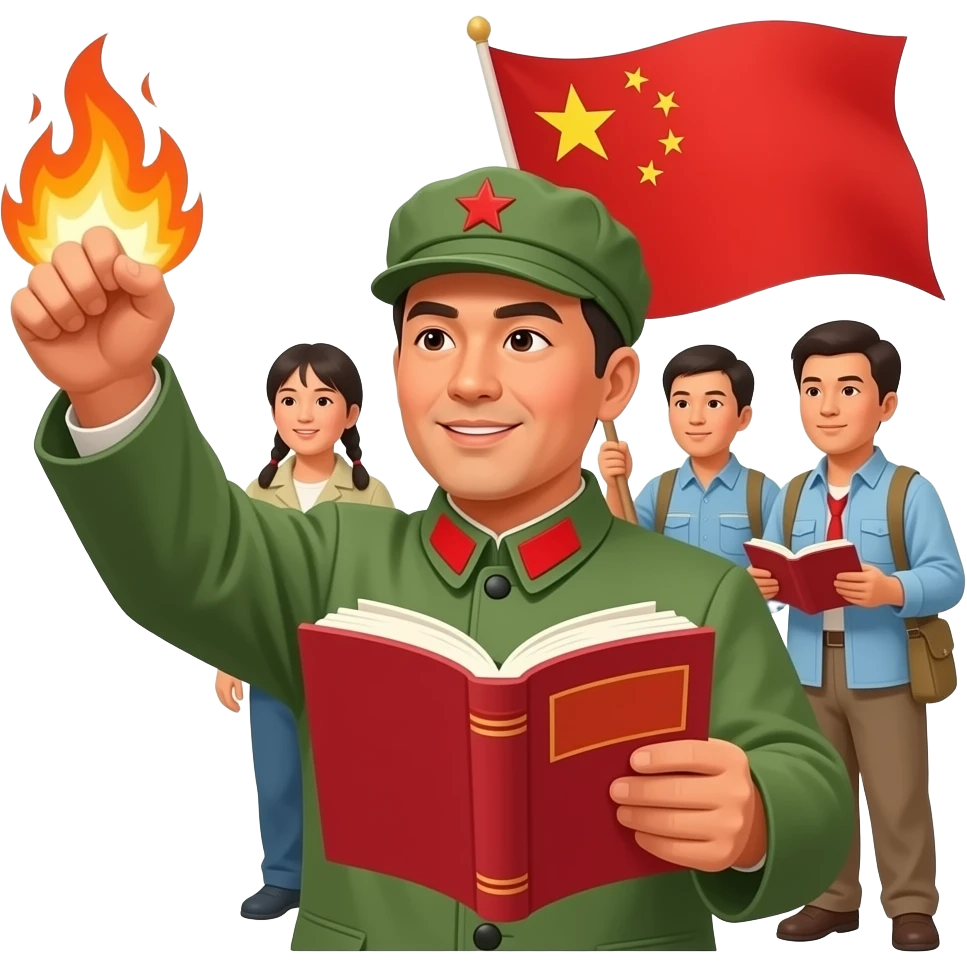 The Cultural Revolution, burn books in China. emoji