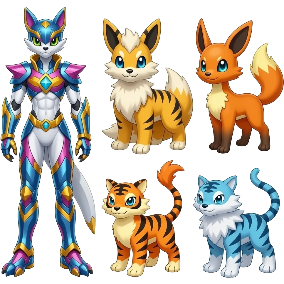 Colorful Shiny beautiful gorgeous pretty Elegant Arcanine-Vulpix ...