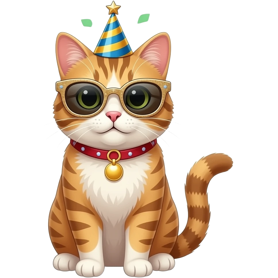 So i want a cat wearing glitter party sunglasses with confetti in the backround emoji