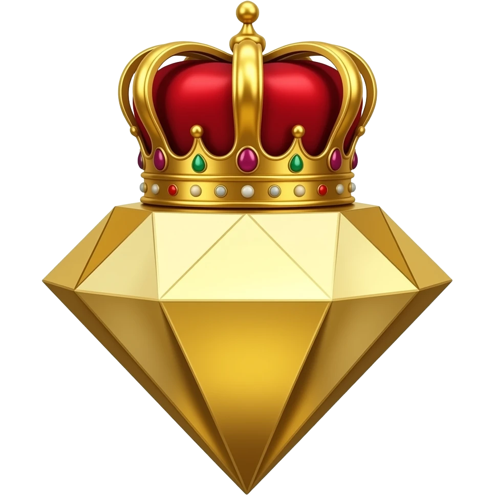 Бриллиант золотой с короной красной женская утонченнаяй emoji