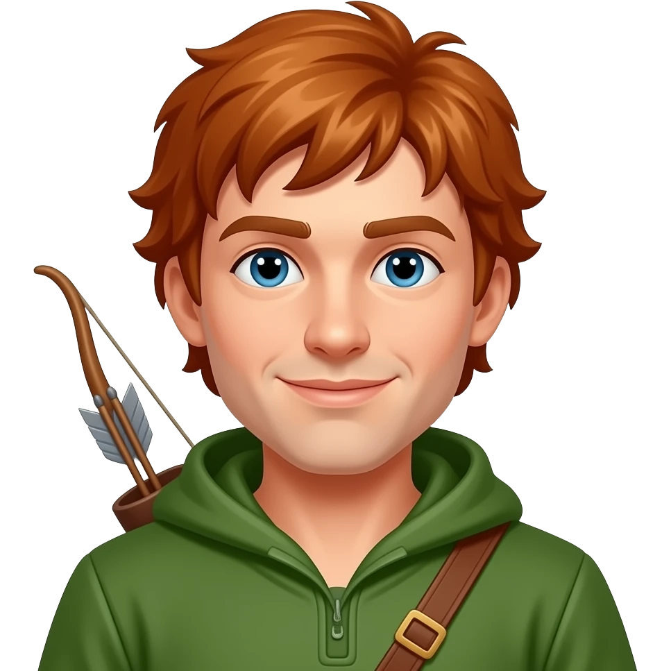 Robin Hood with auburn hair emoji | AI Emoji Generator