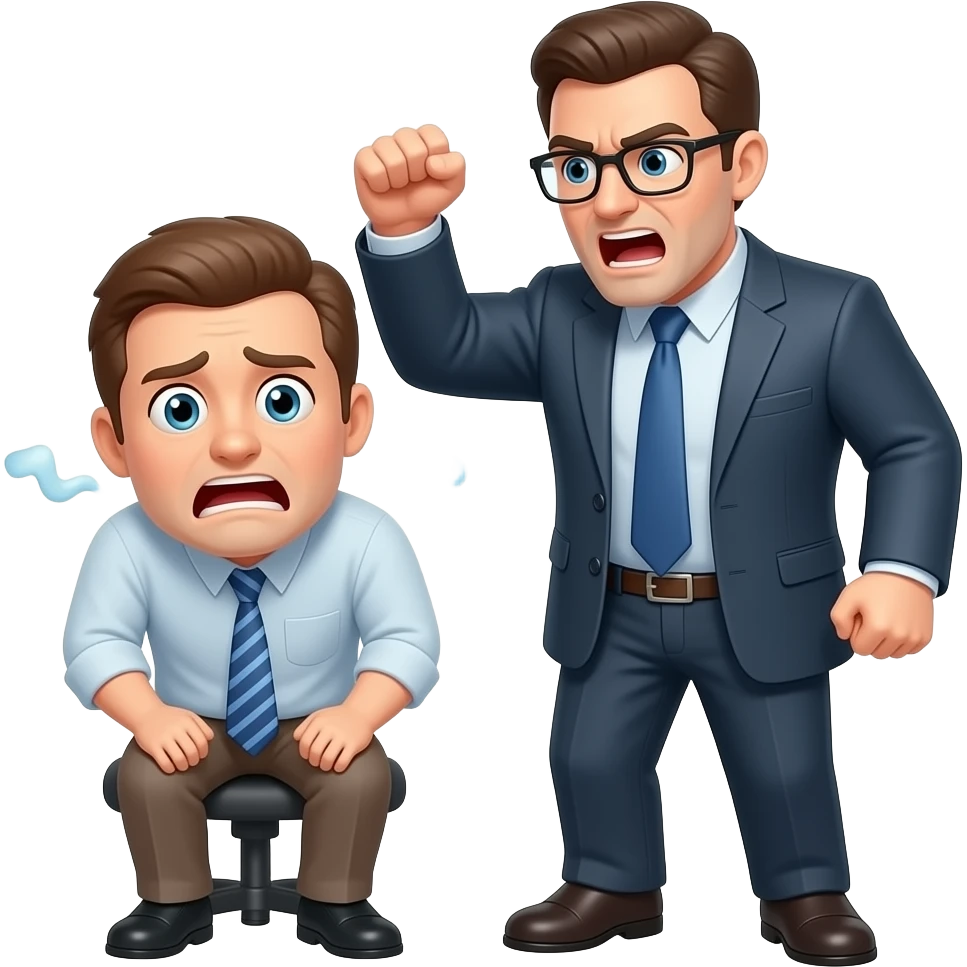 Начальник кричит на мужчину и мужчина сжимается от страха emoji
