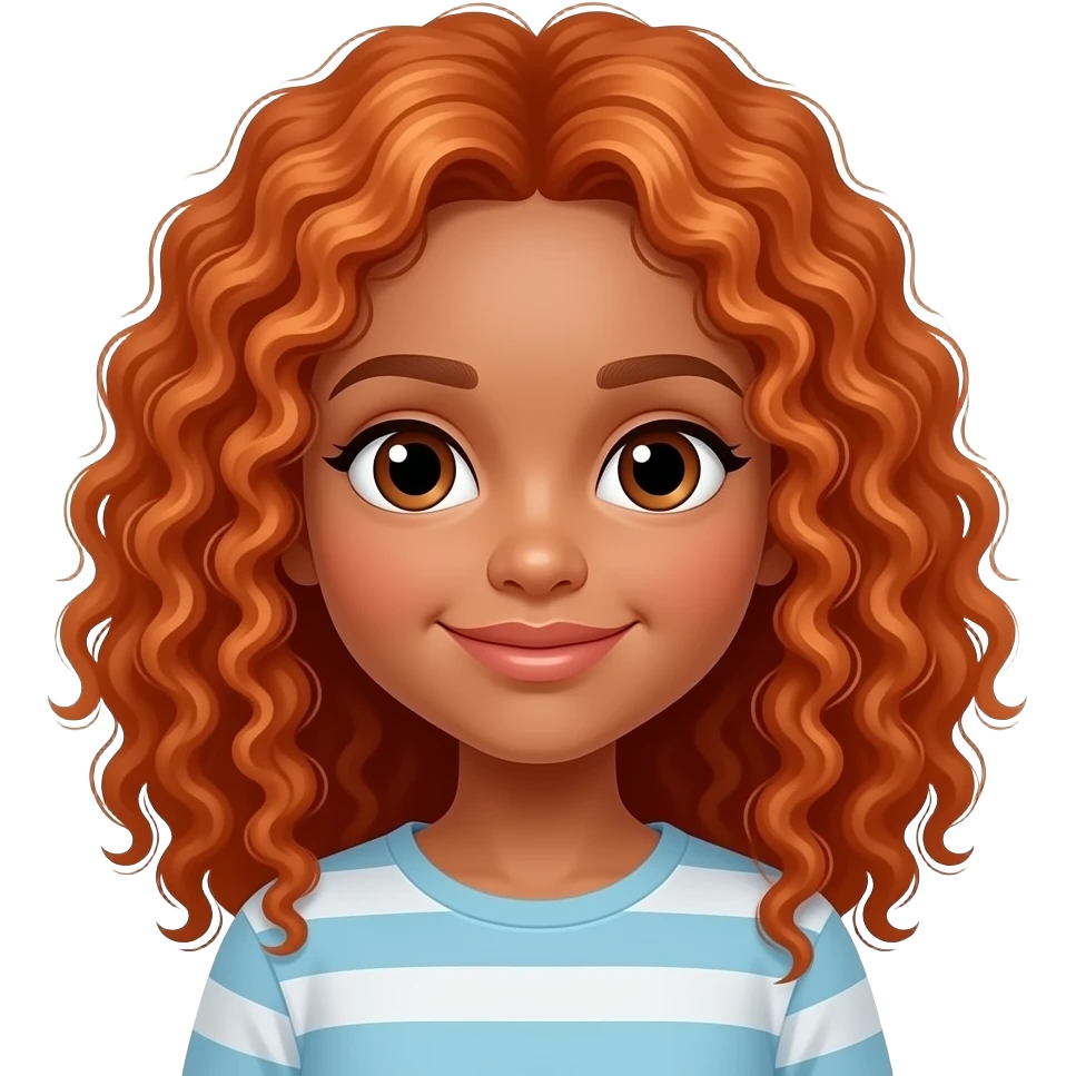 Red head girl with curly hair biracial emoji