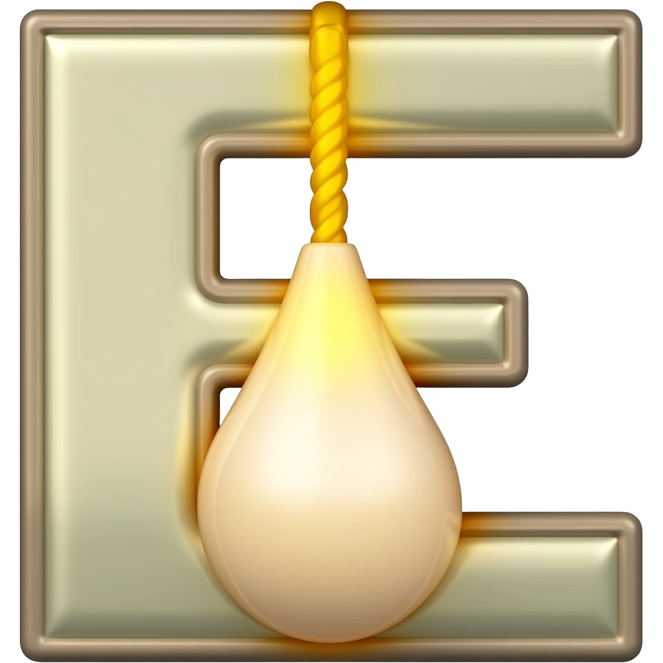 the letter E designed like a pendulum emoji