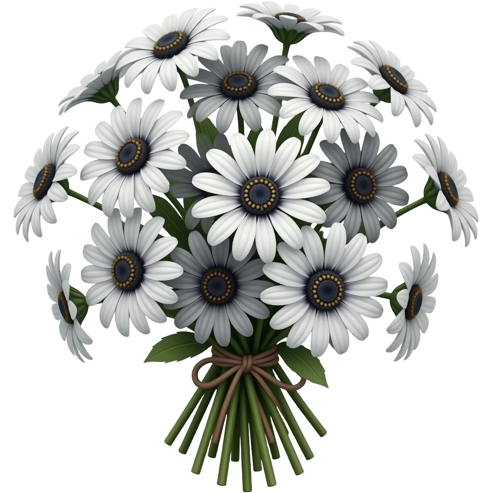 messy bouquet of black and white daisies emoji