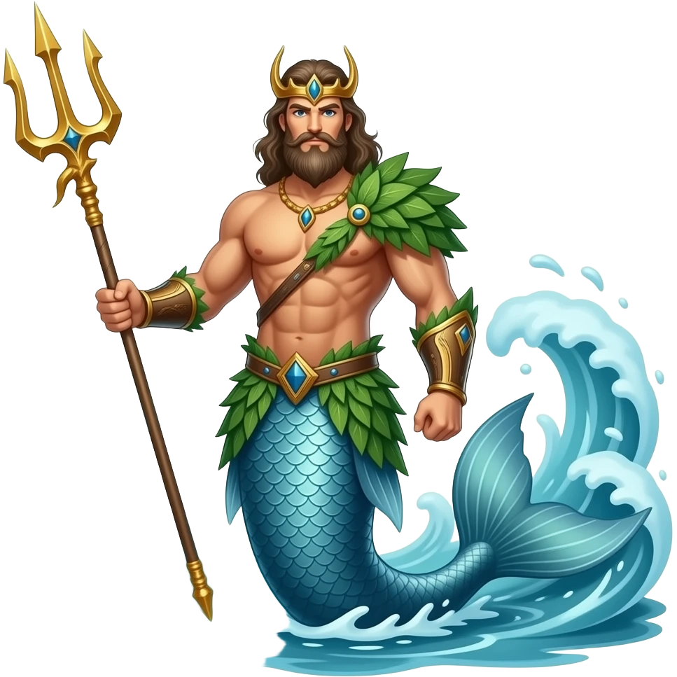 Poseidon full body half as mermaid emoji