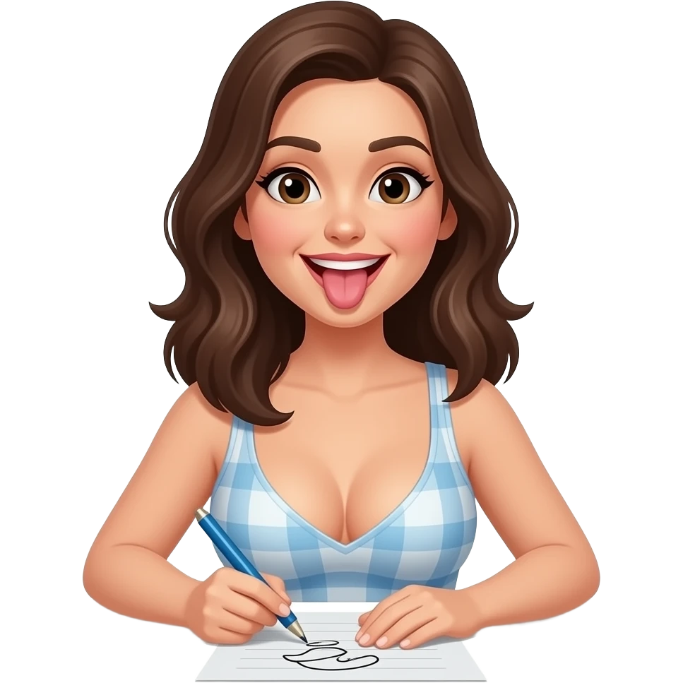 le cavec des gros seins sans culotte qui tire la langue et qui louche emoji