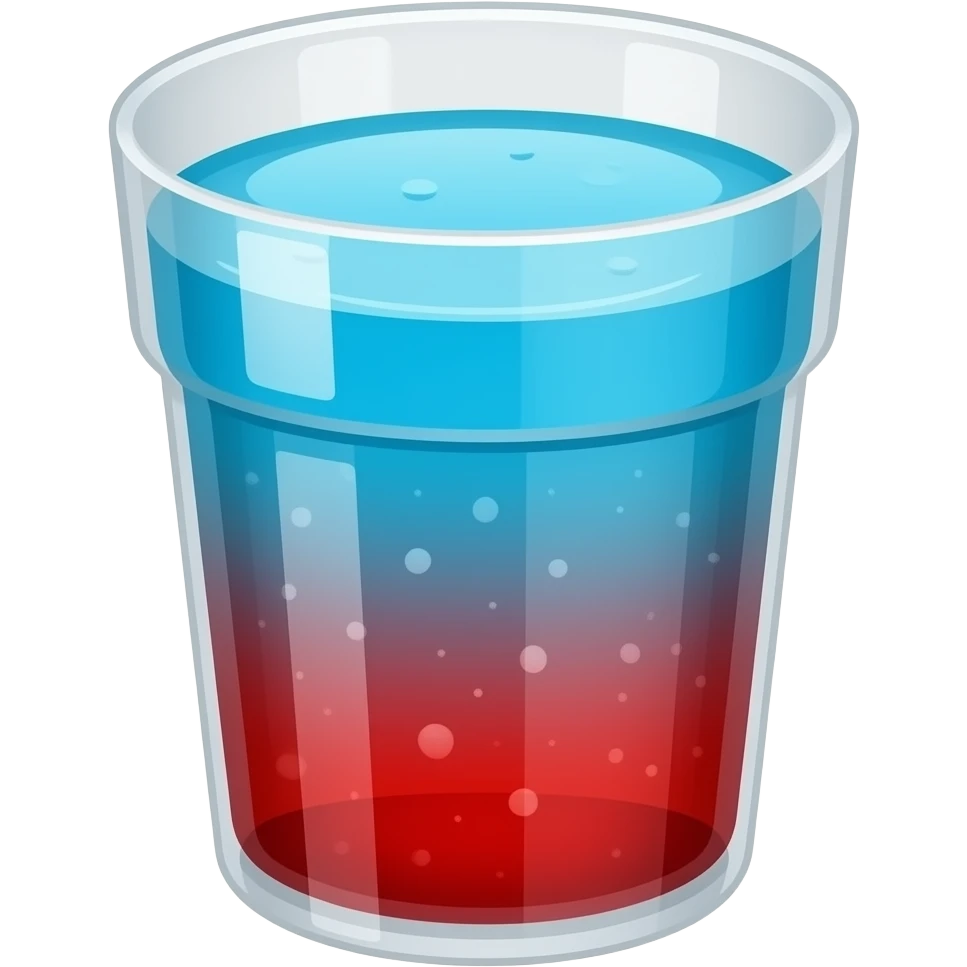 cute layered apple soda, red bottom layer, sky blue top layer, clear cup, 3d emoji style, no text emoji