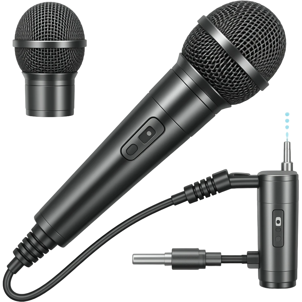 A hand-held wireless mic, mic only emoji