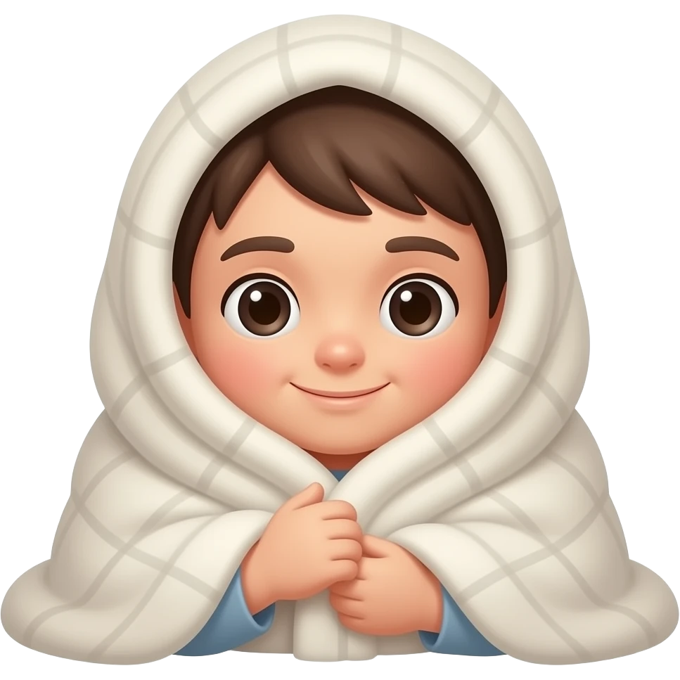 huggable emoji in a blanket emoji