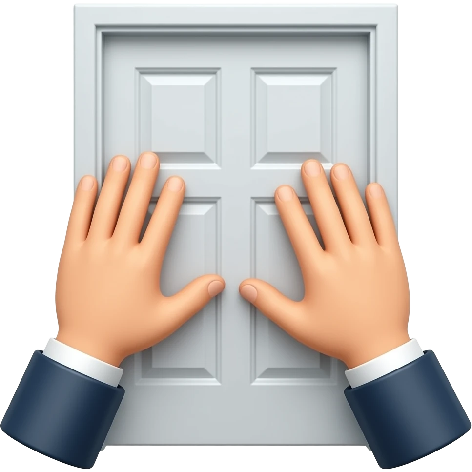 pov of persons hands knocking on invisible door. no door visible emoji