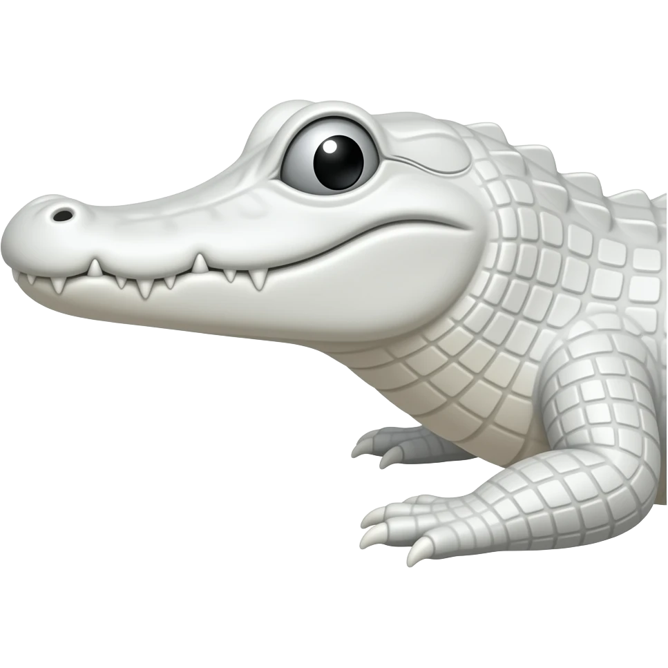 A white alligator facing east side. emoji