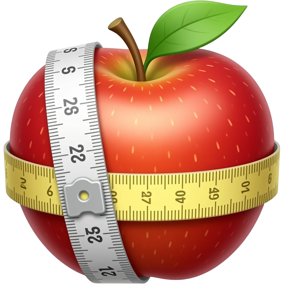 an apple with a tape measure emoji | AI Emoji Generator