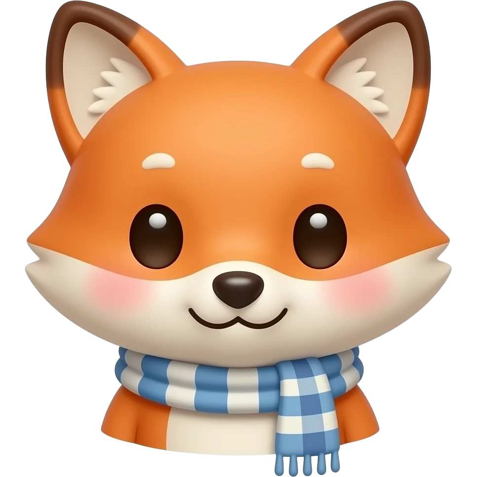 bust shot of a cute fox wearing scarves emoji