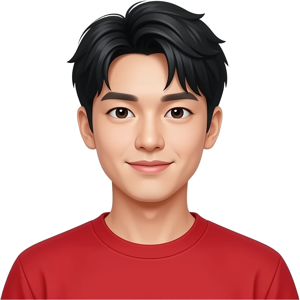korean young man + red top emoji