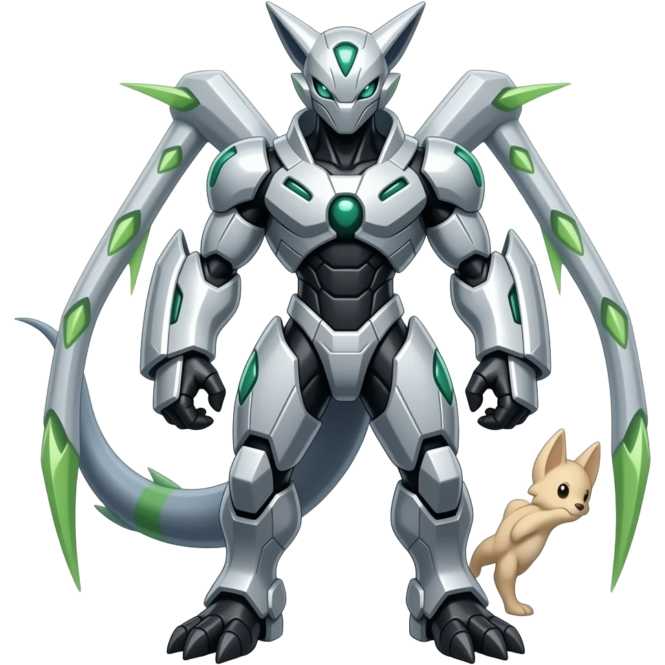 Genesect-Axew-Exveemon-Fakémon-hybrid, full body emoji