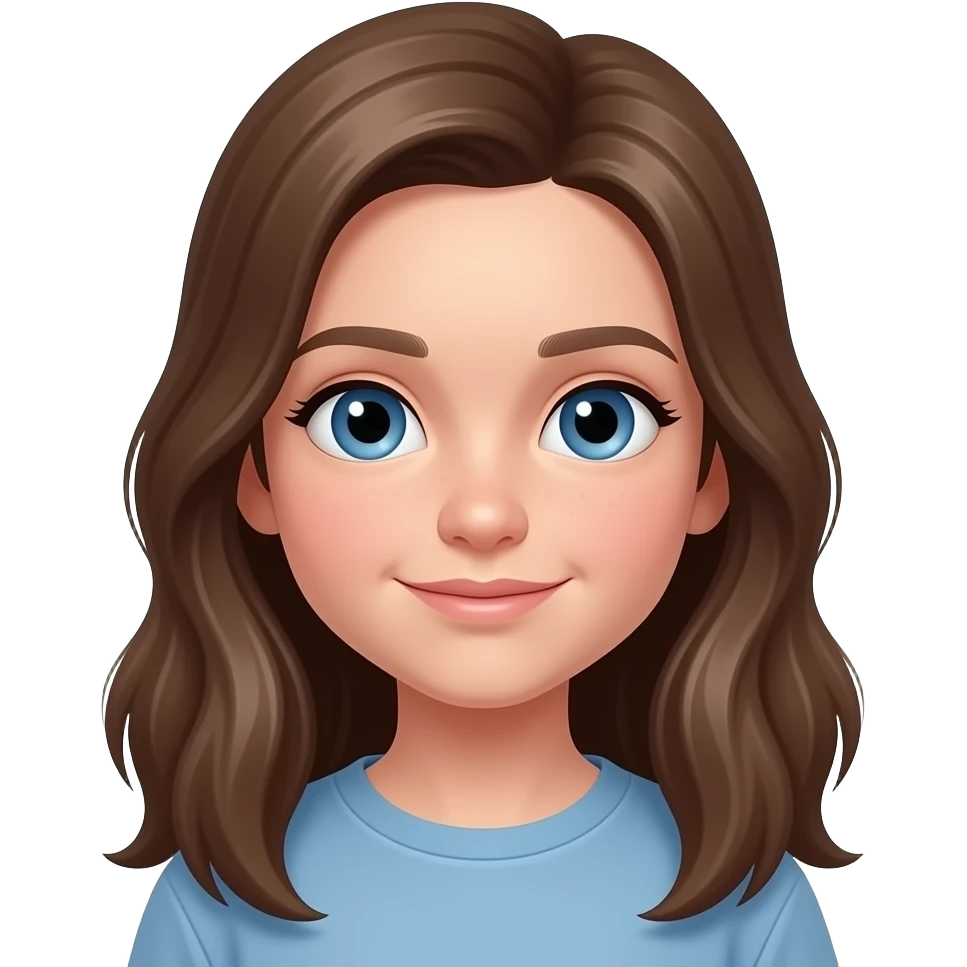 12 yeae fairer long brown hair blue eyes emoji
