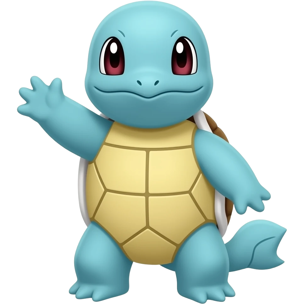 squirtle waving in pokemon art style cartoon emoji