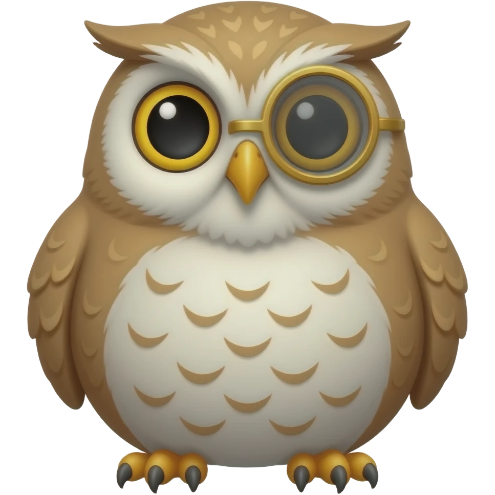 Fat owl with a gold monocle emoji