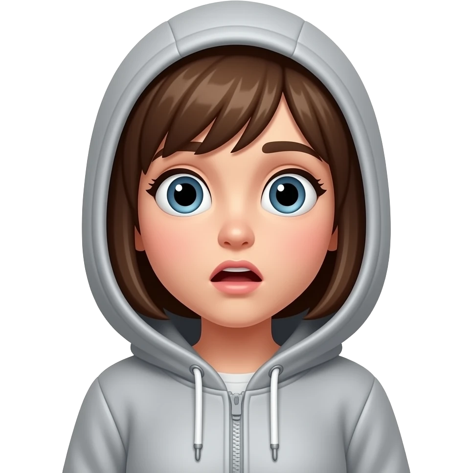 girl with hoodie Shock face reaction emoji