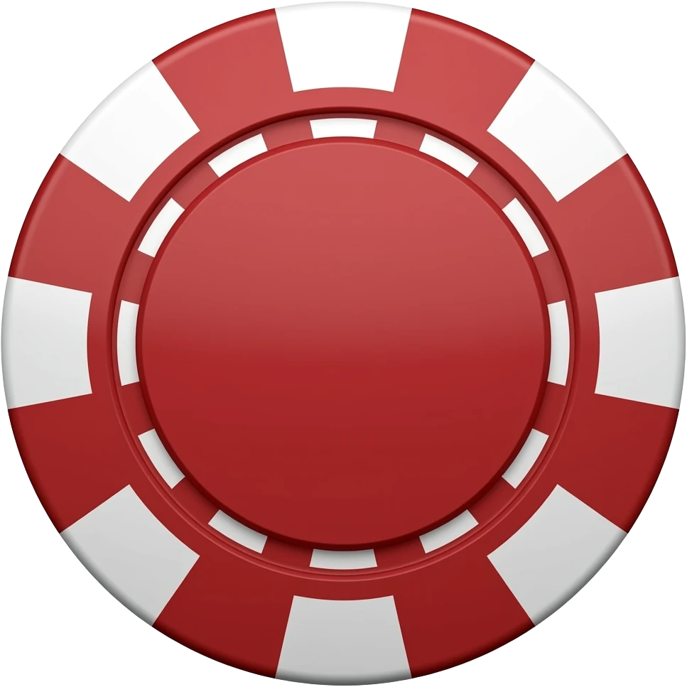 Hockey puck as a poker chip. Red and white emoji