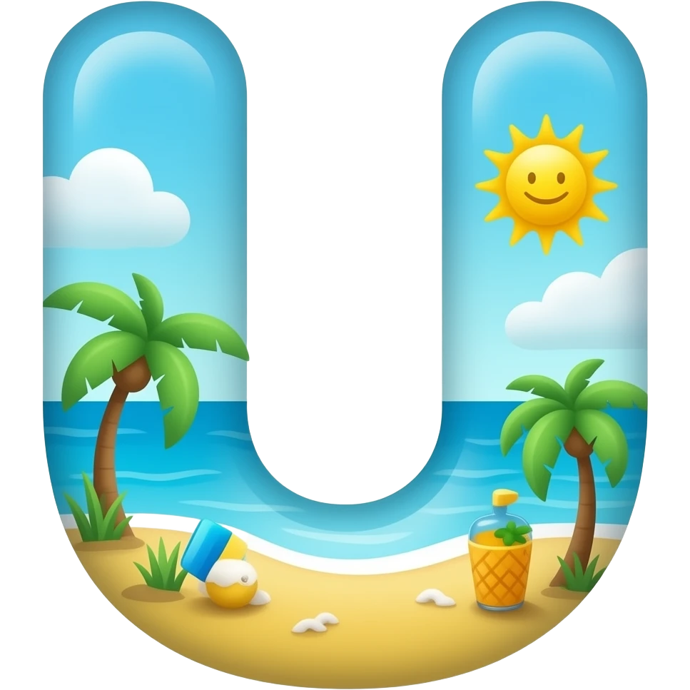 объемная буквы У в летней тематике emoji