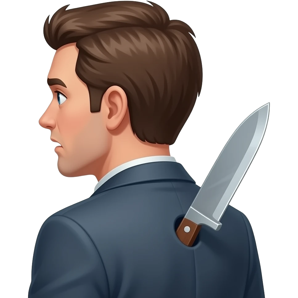 haz a una persona con cara de asustado con un cuchillo en la espalda emoji